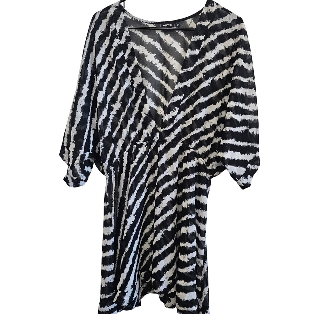 Apt 9 Womens Zebra Print V-Neck Kimono Sleeve Mini Dress Black White‎ Large
